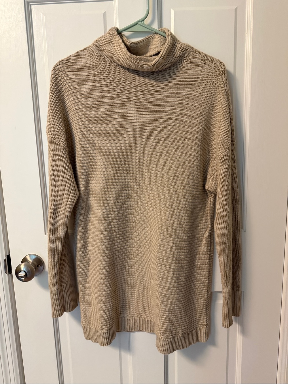 Women's Cream Turtleneck Tunic Ribbed Sweater Michael Kors